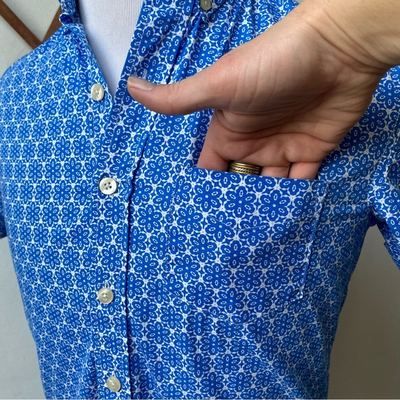 Vintage Kennington California Blue Flower Power Button Down Shirt Small - Picture 8 of 11